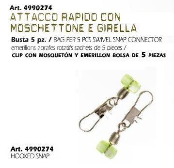 ATTACCO RAPIDO CON MOSCHETTONE  E GIRELLA 5 PEZZI LINEAEFFE