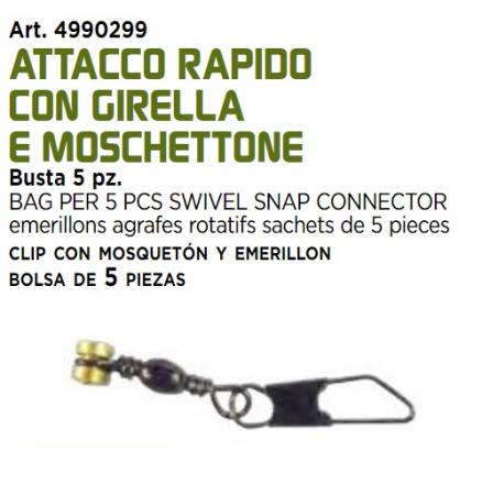 ATTACCO RAPIDO CON GIRELLA E MOSCHETTONE 5 PEZZI