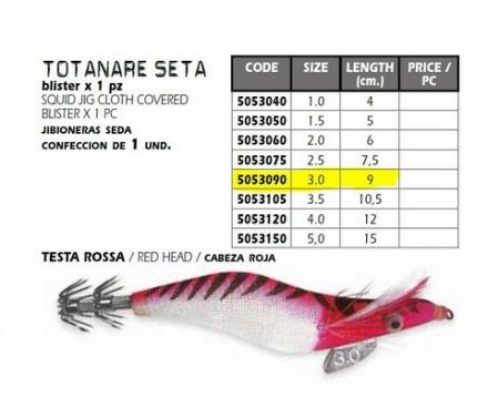TOTANARA LINEAEFFE SQUID JIG SETA LUMINOSA MM.90 T. ROSSA