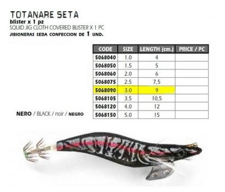 TOTANARA LINEAEFFE SQUID JIG SETA NERA MM.90 3.0