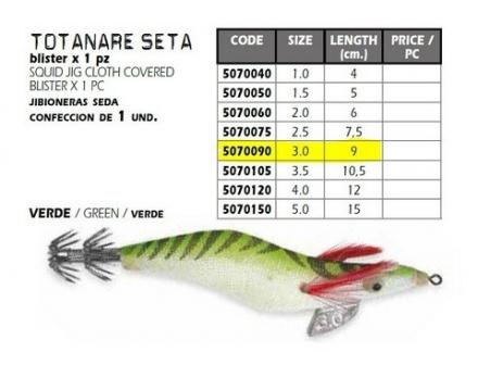 TOTANARA LINEAEFFE SQUID JIG SETA LUMINOSA MM.90 VERDE
