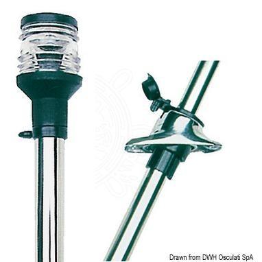Asta inox telescopica + fanale plastica nera