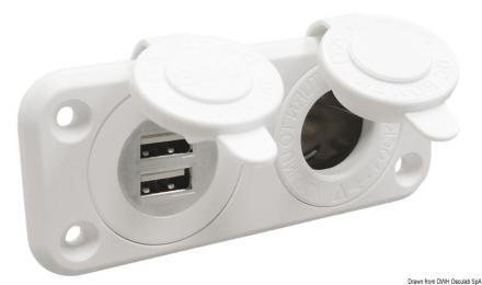 Presa accendisigari + doppia USB bianca