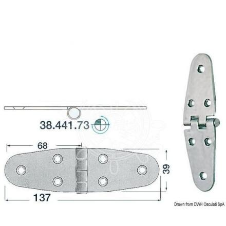 Cerniera inox rovesciata 137x39 mm