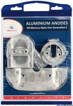 Kit anodi compatibile Mercruis Alpha One alluminio