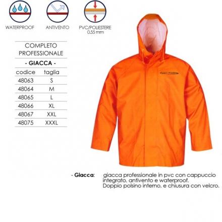 GIACCA IMPERMEABILE PROFESSIONALE PESANTE TG.L CON CERNIERA
