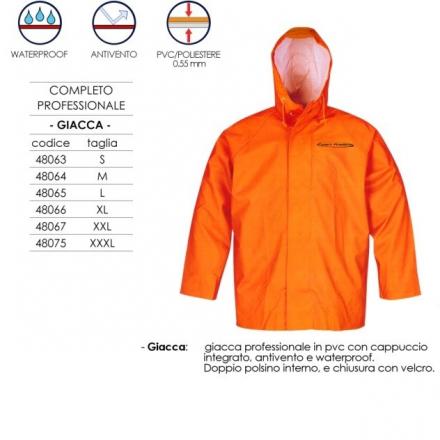 GIACCA IMPERMEABILE PROFESSIONALE PESANTE TG.XXXL CON CERNIE