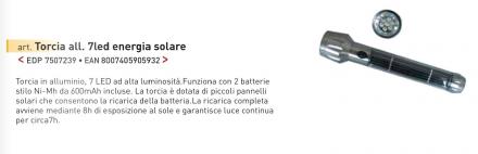 TORCIA SCOPREGA ALLUMINIO 7LED RICARICABILE ENREGIA SOLARE - gallery 2